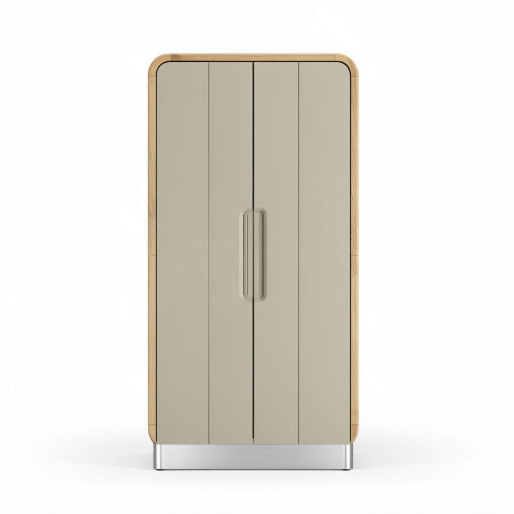 Armoire de rangement en bois et métal couleur beige 70 x 40 x 150cm
