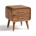 Table d'appoint en bois marron avec tiroir et pied en métal noir 50 x 50 x 45cm