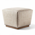 Pouf en tissu beige avec support en bois dimensions 40 x 40 x 45 cm
