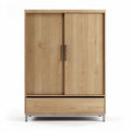 Armoire en bois de chêne avec deux portes coulissantes et un tiroir 90 x 50 x 130cm