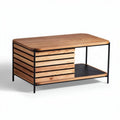 Table basse en bois avec étagère métallique 80 x 50 x 40cm design contemporain