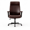 Chaise de bureau ergonomique en cuir synthétique marron réglable 50 x 60 x 110cm
