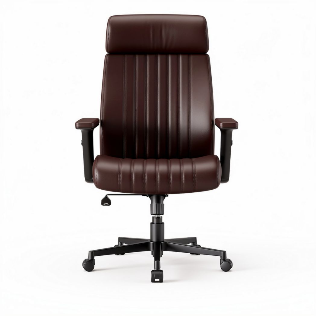 Chaise de bureau ergonomique en cuir synthétique marron réglable 50 x 60 x 110cm