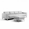 Canapé en tissu gris avec repose-pieds modulable 240 x 90 x 85cm