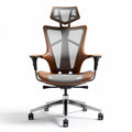 Chaise de bureau ergonomique en mesh gris et cuir marron 60 x 60 x 120cm