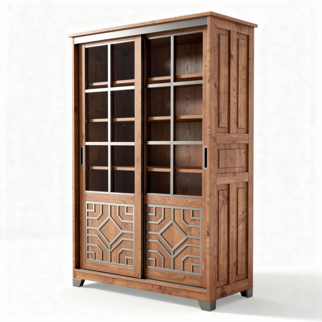 Vitrine en bois de chêne avec portes coulissantes dimensions 100 x 40 x 180cm