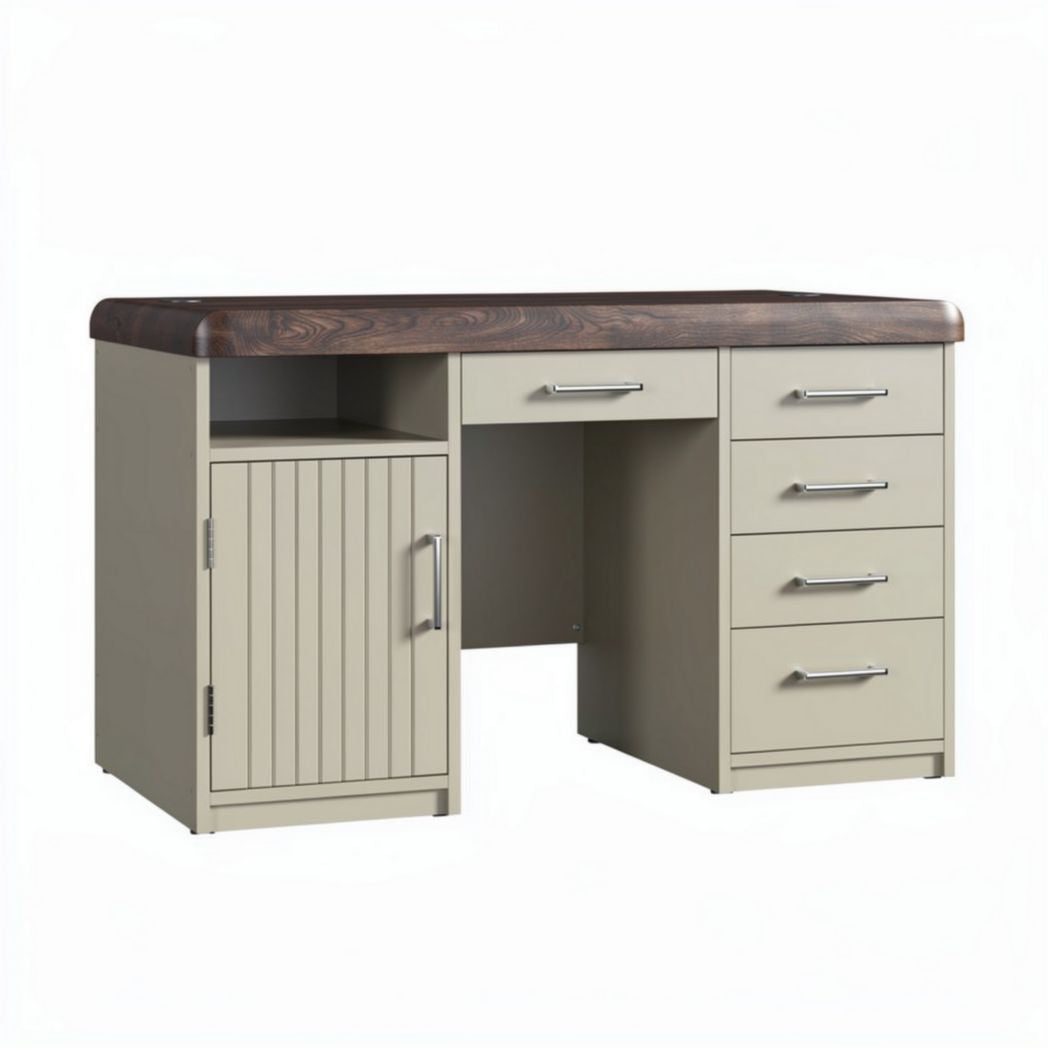 Bureau en bois avec tirroirs et rangement coloris beige 120 x 60 x 75cm