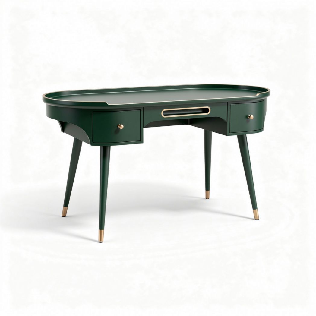 Bureau en bois noir avec tiroirs et pieds dorés dimensions 120 x 60 x 75cm